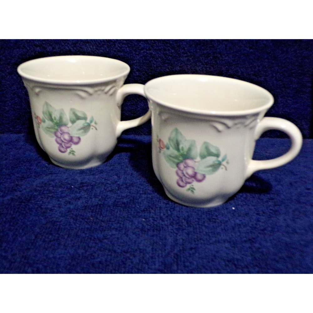 Pfaltzgraff Discontinued Grapevine 3 3/8th" Coffee Tea Cups Mugs Set of 2‎
